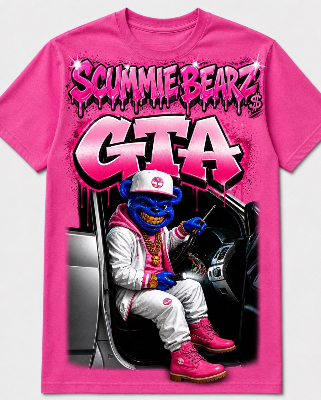 Scummie Bearz GTA  Collection "Pink" Tee  Unisex Men's T-Shirt