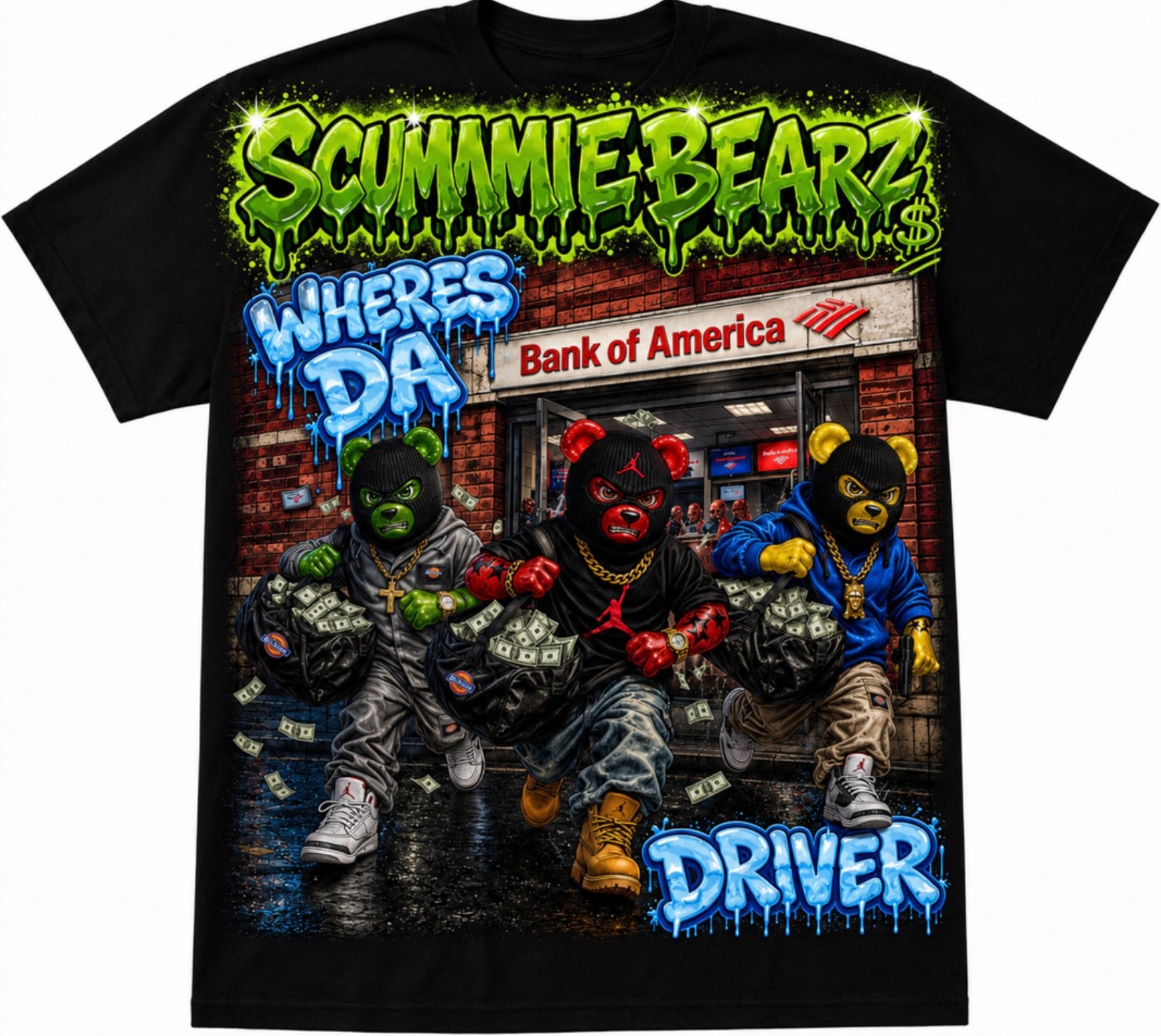 Scummie Bearz Bank Heist Collection: Where's Da Driver? — Unisex Men's T-Shirt