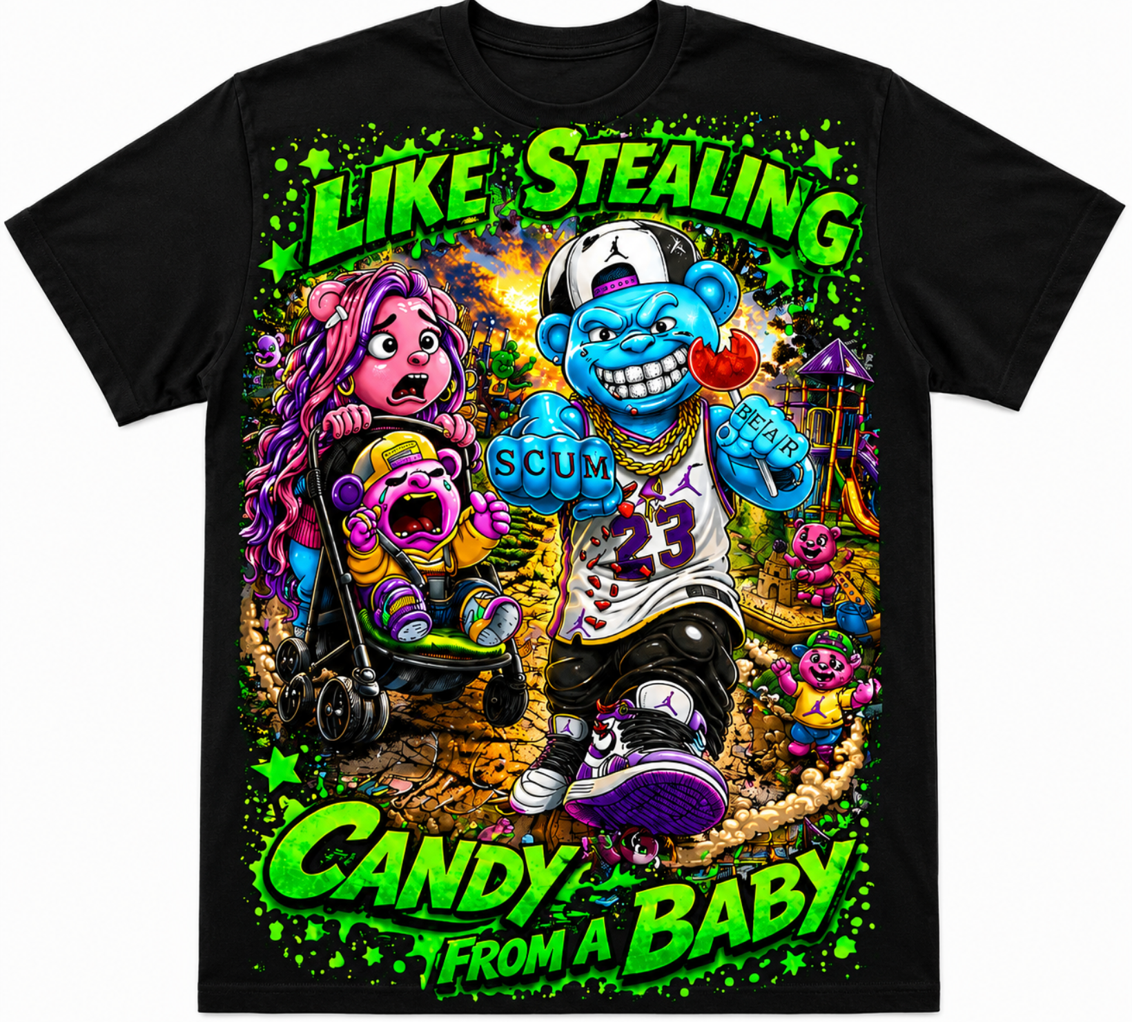 Scummie Bearz Like Stealing  Candy from a Baby Collection "Blue"  Tee