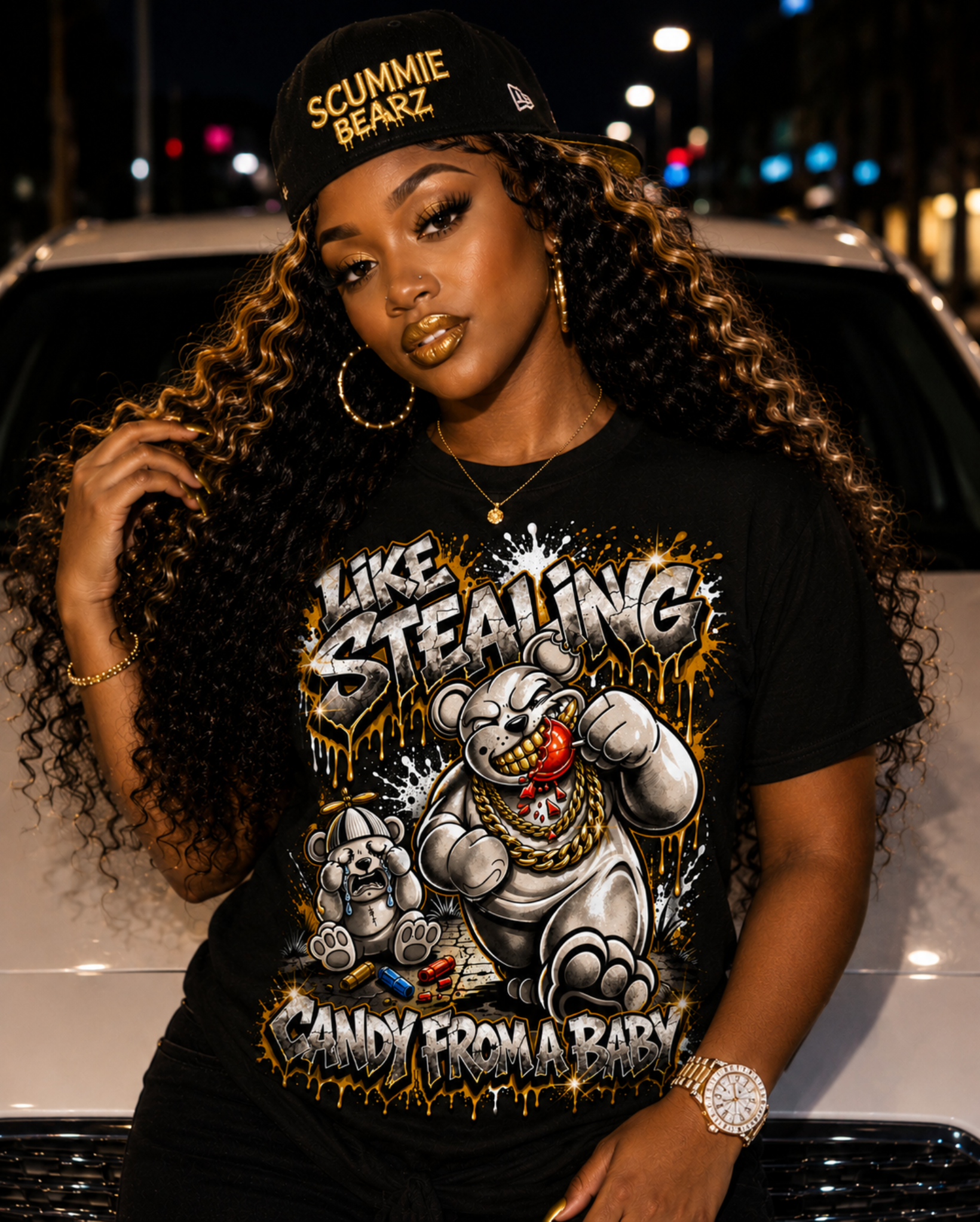 Scummie Bearz  Like Stealing Candy from a Baby Collection "Gold"  Tee