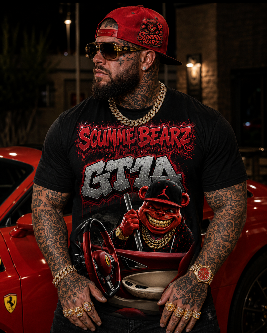 Scummie Bearz GTA Collection "Red 2" Unisex Men's T-Shirt
