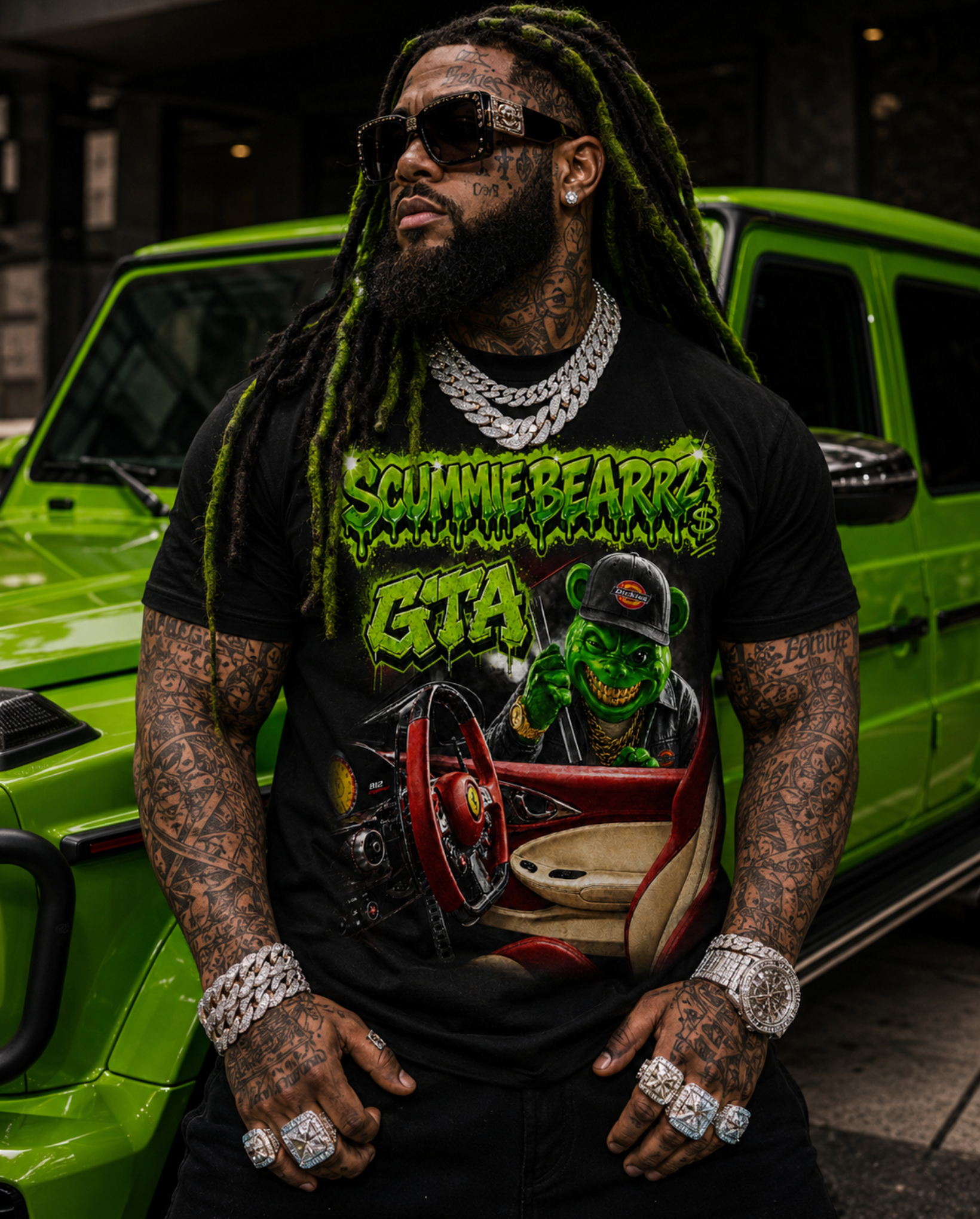 Scummie Bearz GTA Collection "Green" Tee