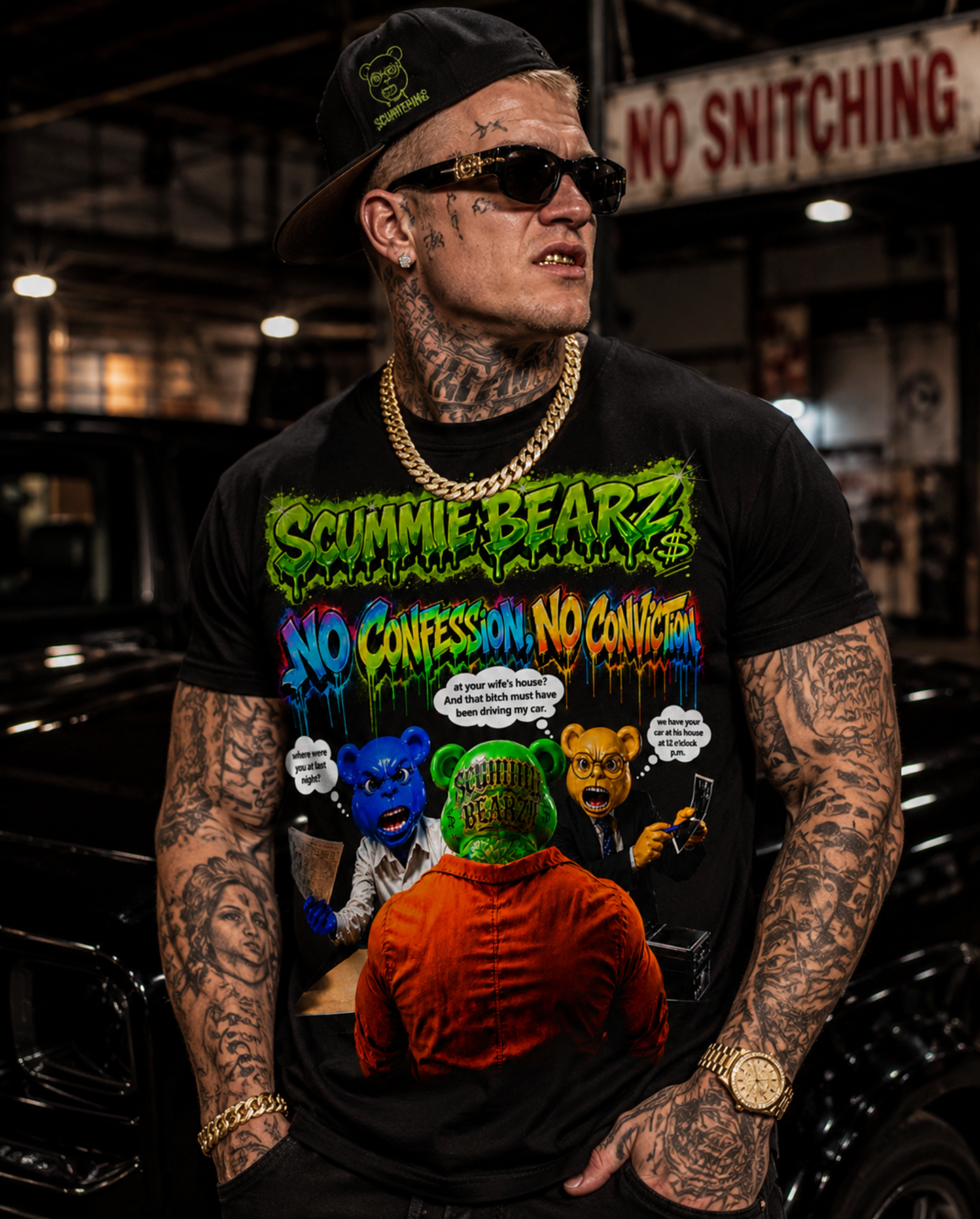 Scummie Bearz Court Collection: No Confession, No Conviction — Unisex Men's T-Shirt