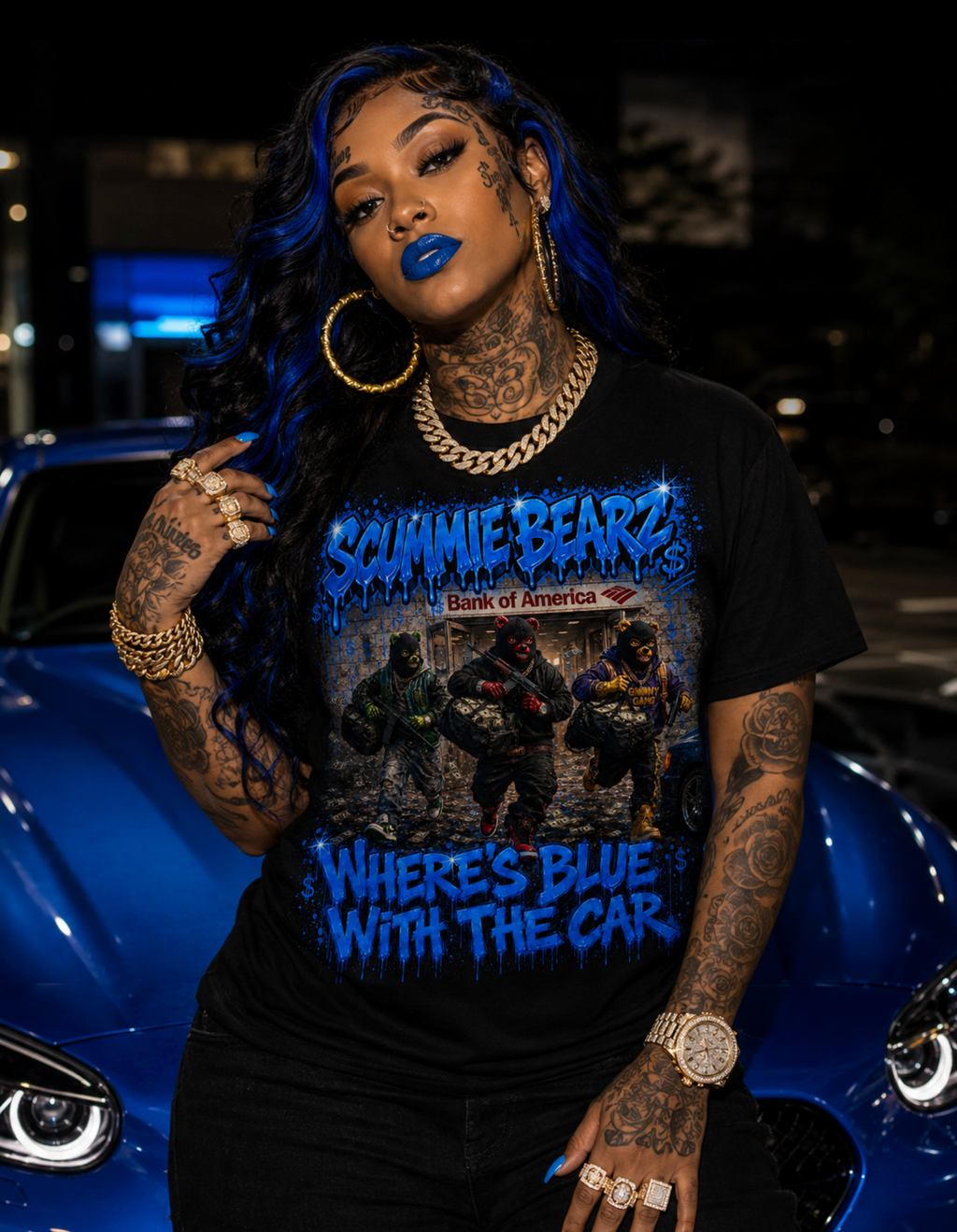 Scummie Bearz Bank Heist Collection: Where's Blue? — Unisex Men's T-Shirt