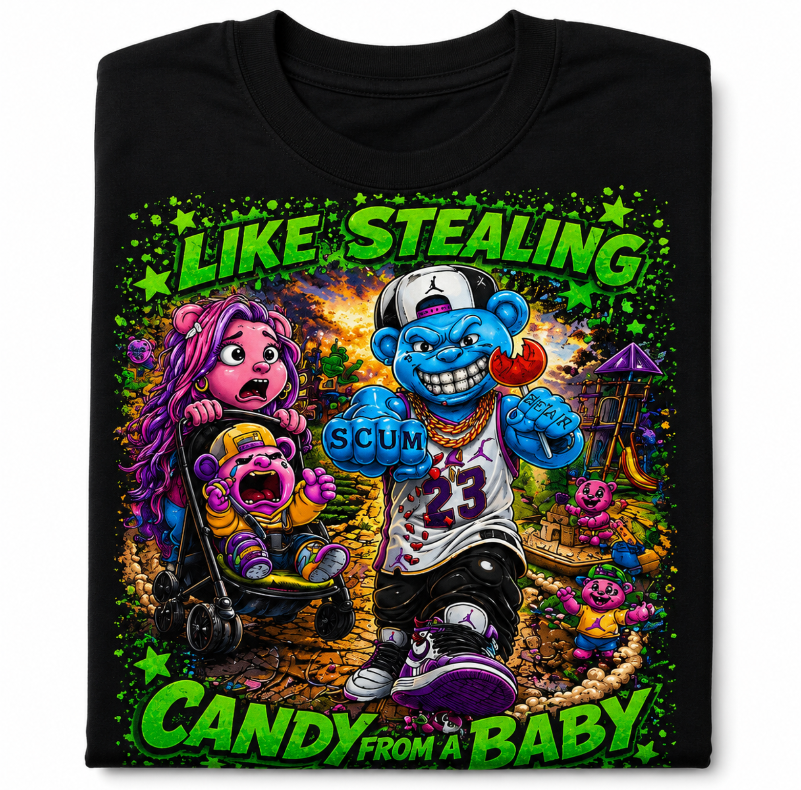 Scummie Bearz Like Stealing  Candy from a Baby Collection "Blue"  Tee