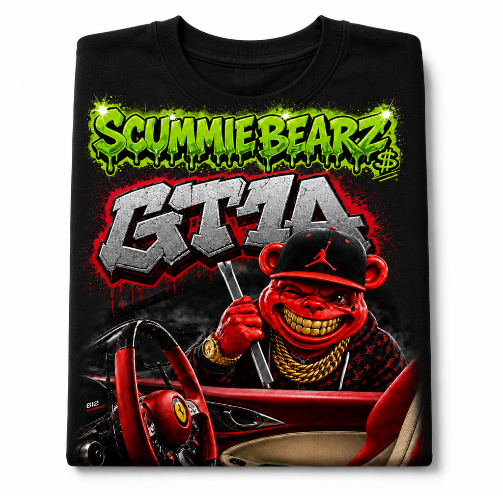 Scummie Bearz GTA Collection "Red Original" Tee  Unisex  Men's T-Shirt