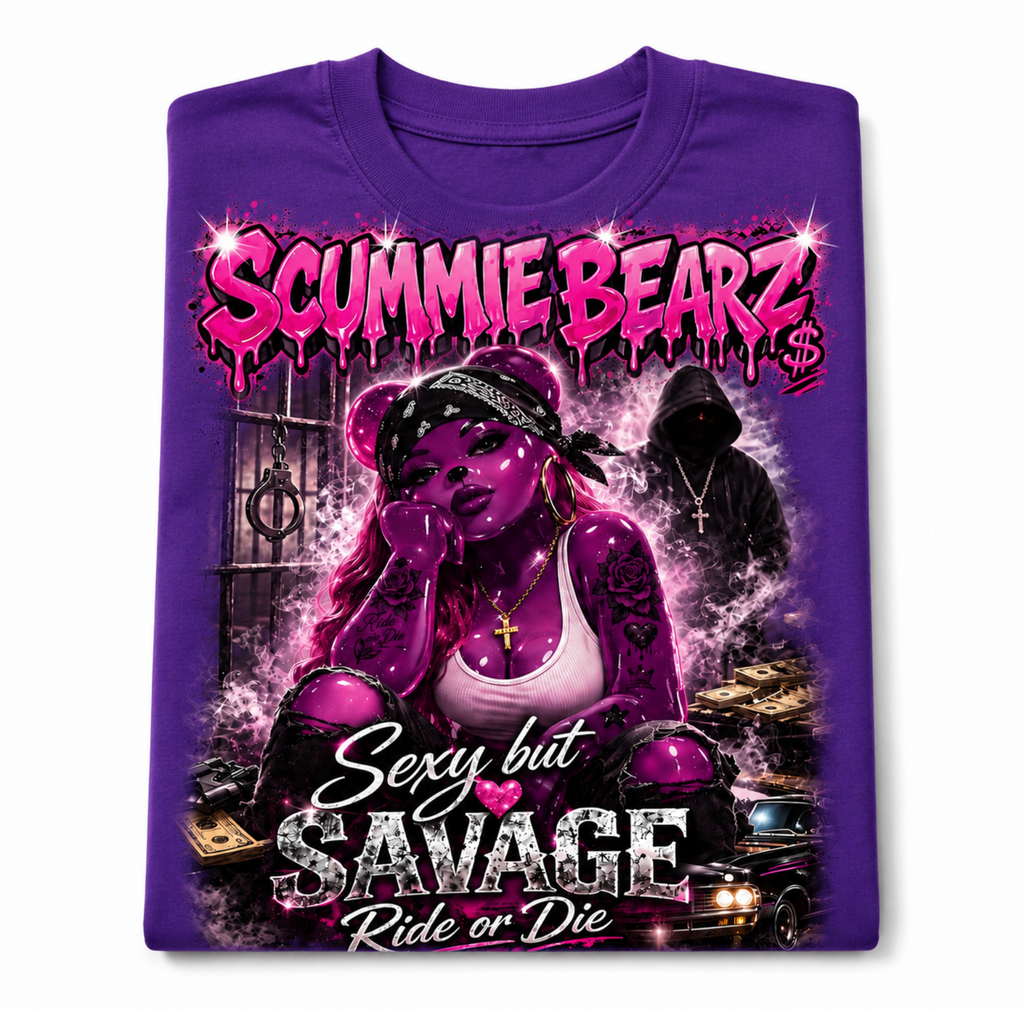 Scummie Bearz  Sexy But Savage Collection "Purple" Tee